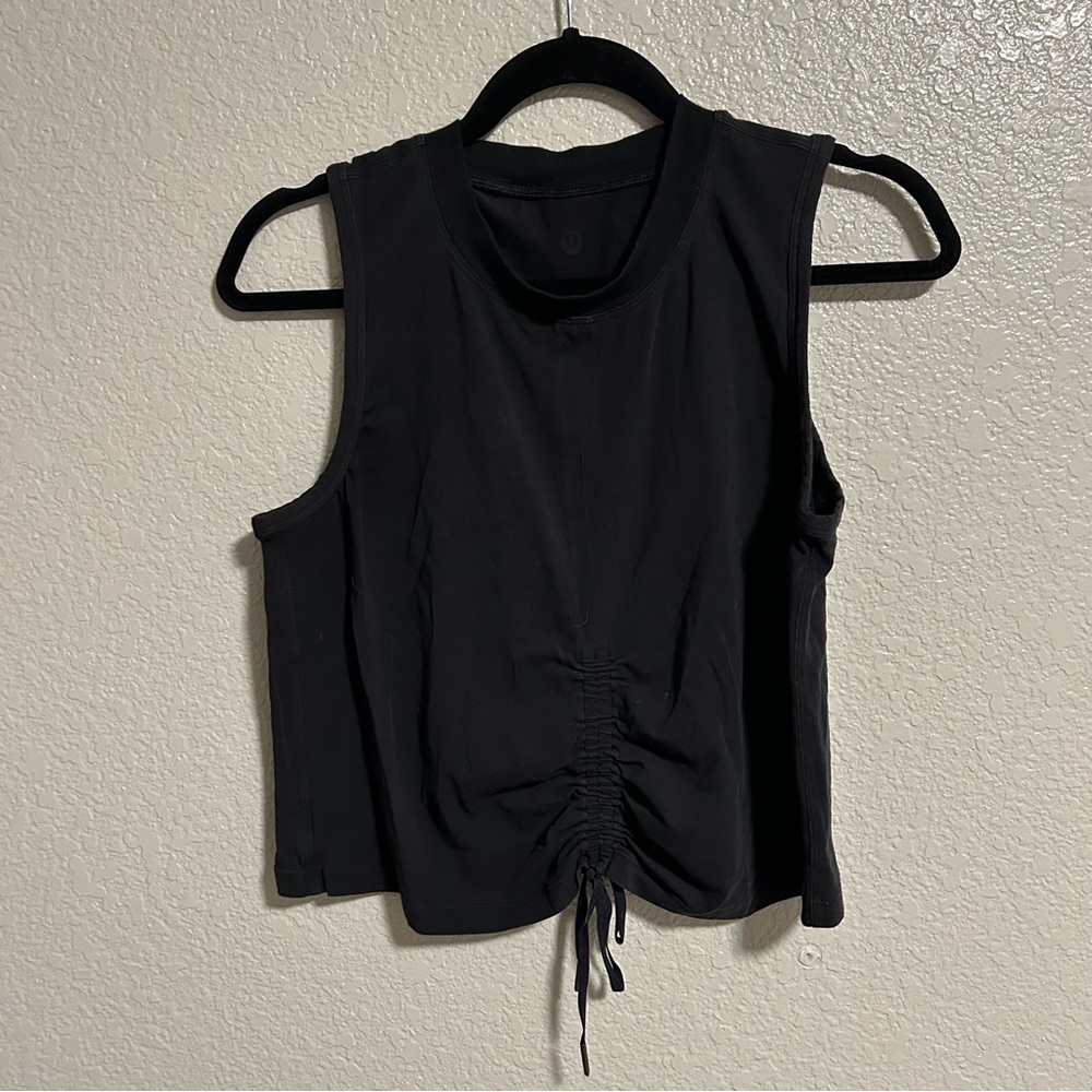 Lululemon Cinch Me Up Front Tank Black Crop size 6